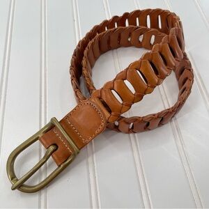 Vintage DKNY Light Brown Leather Link Belt Size M/L